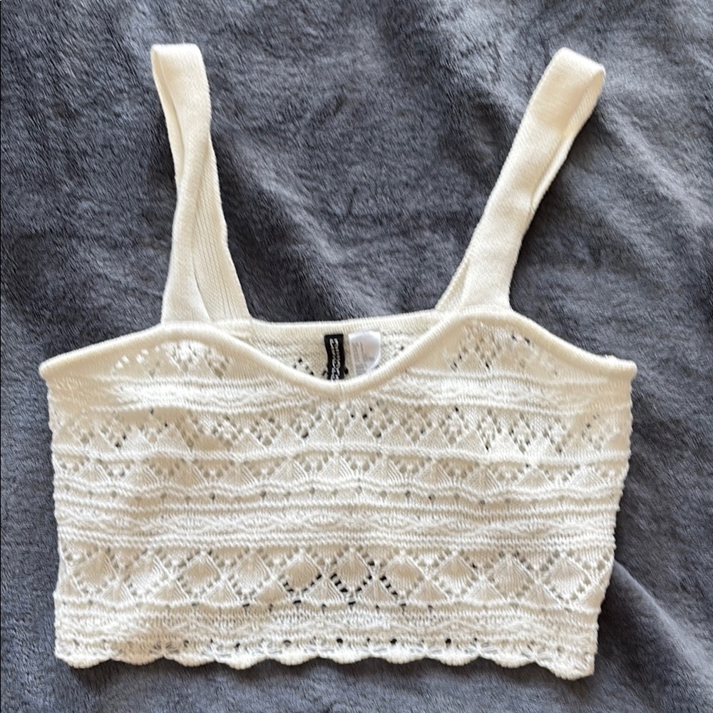 Divided Cream Sleeveless Bustier Crop Top